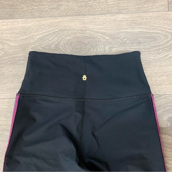 Spiritual Gangster High Waist 7/8 Metallic Sparkle Stripe Legging Rainbow Small - Picture 9 of 13